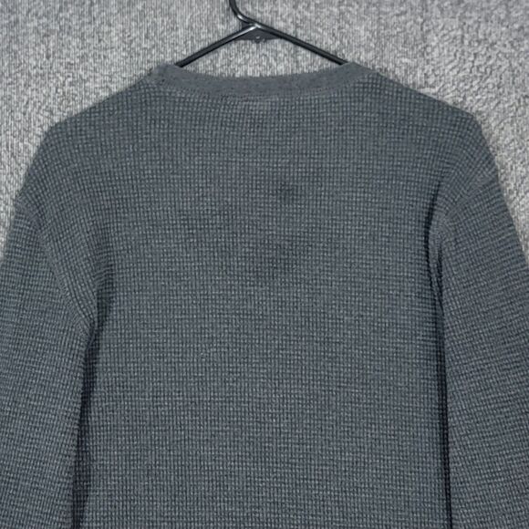 Gap Shirt Mens L Gray Vintage Y2K Waffle Knit Long Sleeve Crew Neck Thermal Top - Picture 8 of 11